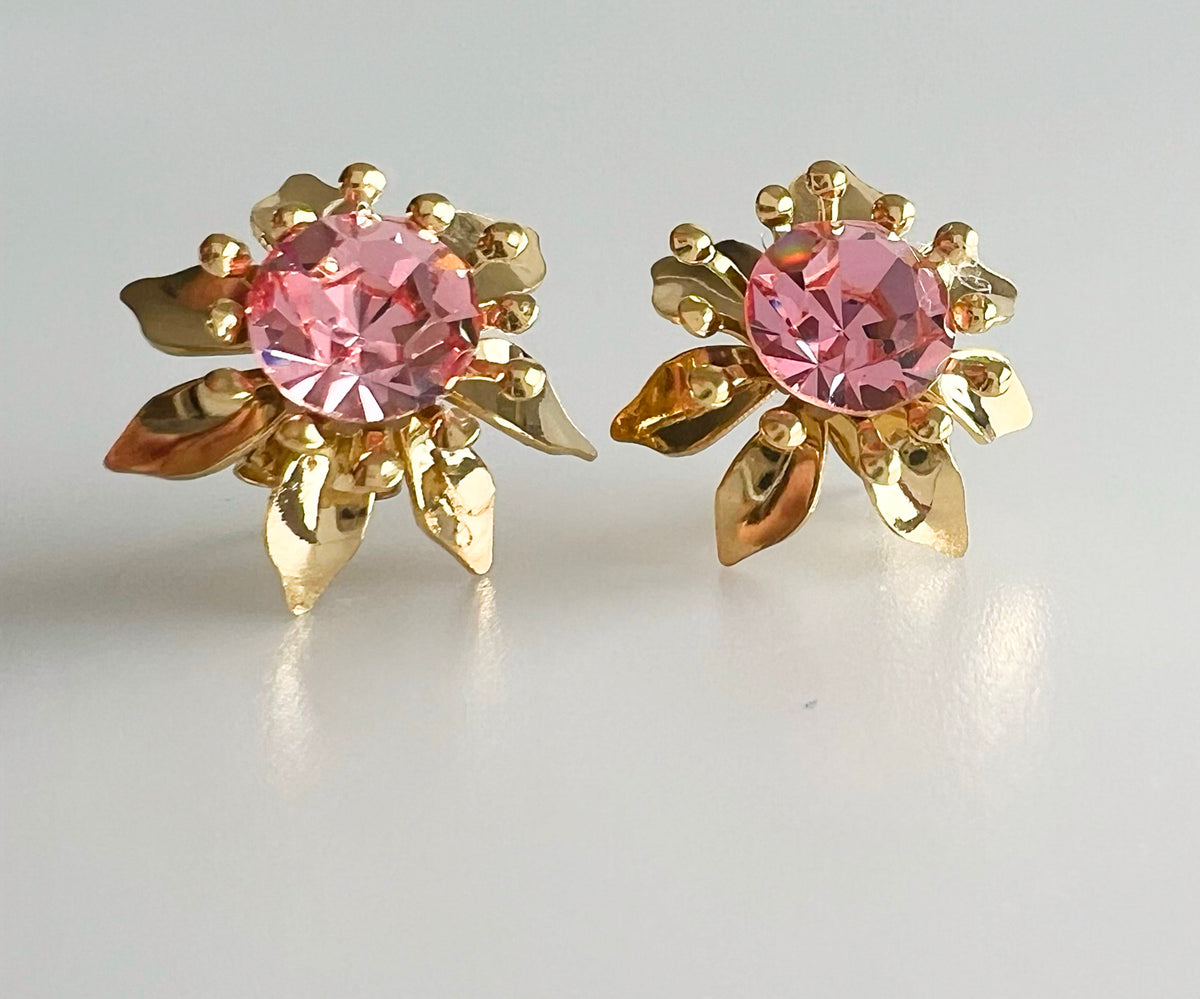 Flower Stud Earrings - Gold Pink-230 Jewelry-US Jewelry House-Coastal Bloom Boutique, find the trendiest versions of the popular styles and looks Located in Indialantic, FL
