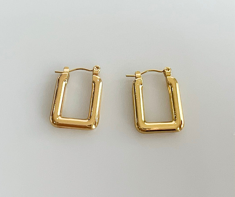 Stainless Steel Rectangle Hoop Earring-230 Jewelry-Radium-Coastal Bloom Boutique, find the trendiest versions of the popular styles and looks Located in Indialantic, FL
