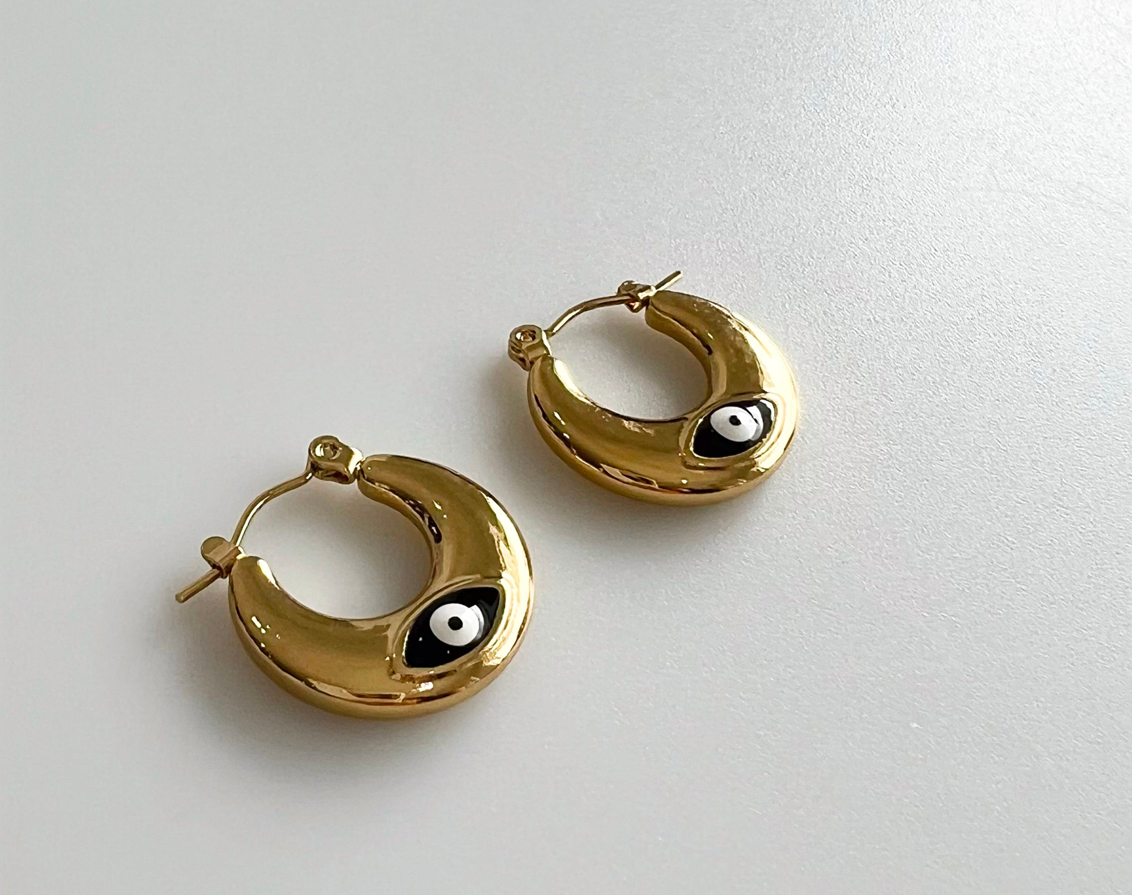 Stainless Steel Evil Eye Hoop Earring-230 Jewelry-Radium-Coastal Bloom Boutique, find the trendiest versions of the popular styles and looks Located in Indialantic, FL