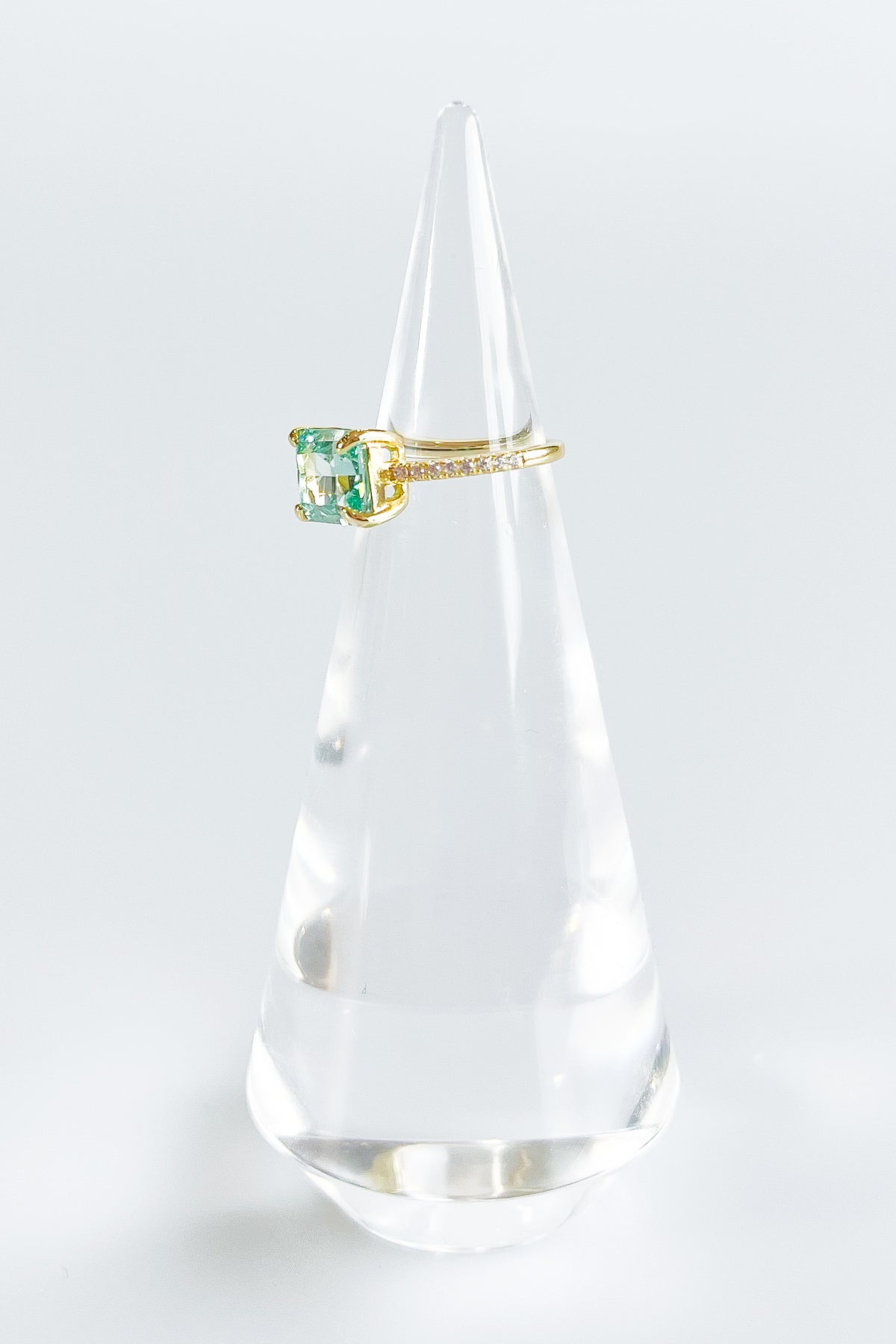 Sterling Silver Light Aqua Side Emerald Prong Ring-230 Jewelry-NEWNYC2-Coastal Bloom Boutique, find the trendiest versions of the popular styles and looks Located in Indialantic, FL