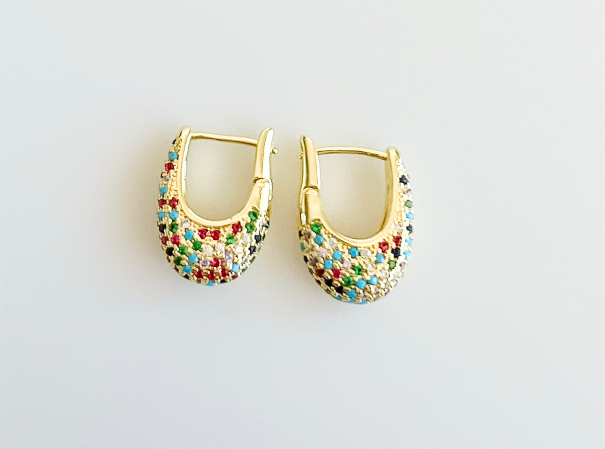 CZ Multicolor Hoop Earrings-230 Jewelry-Darling-Coastal Bloom Boutique, find the trendiest versions of the popular styles and looks Located in Indialantic, FL