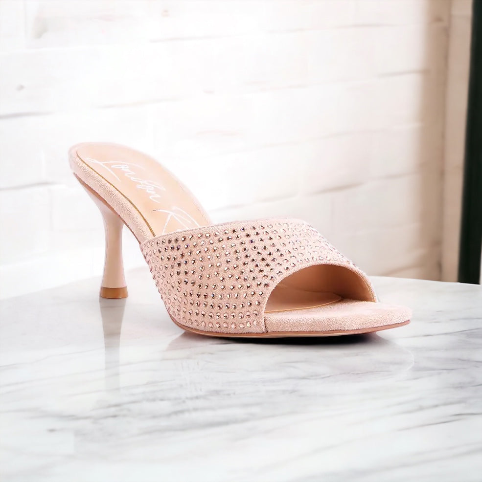 Rose Gold Bedazzled Open Toe Heels - Latte-250 Shoes-RagCompany-Coastal Bloom Boutique, find the trendiest versions of the popular styles and looks Located in Indialantic, FL