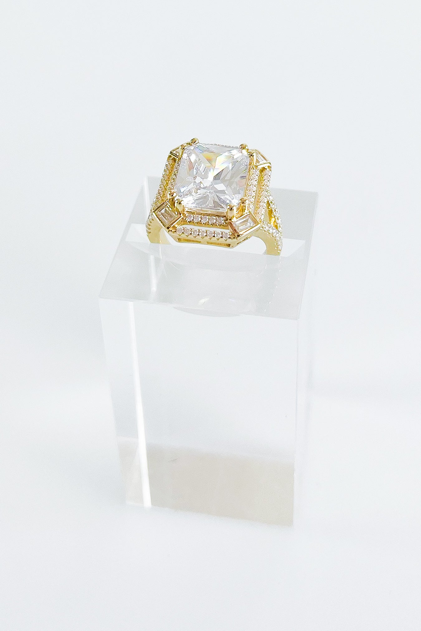 Sterling Silver Clear CZ Double Halo Ring - Gold-230 Jewelry-NYC-Coastal Bloom Boutique, find the trendiest versions of the popular styles and looks Located in Indialantic, FL