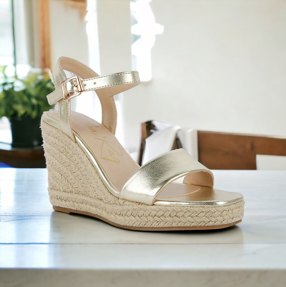Woven Wedge Sandals - Gold-250 Shoes-RagCompany-Coastal Bloom Boutique, find the trendiest versions of the popular styles and looks Located in Indialantic, FL