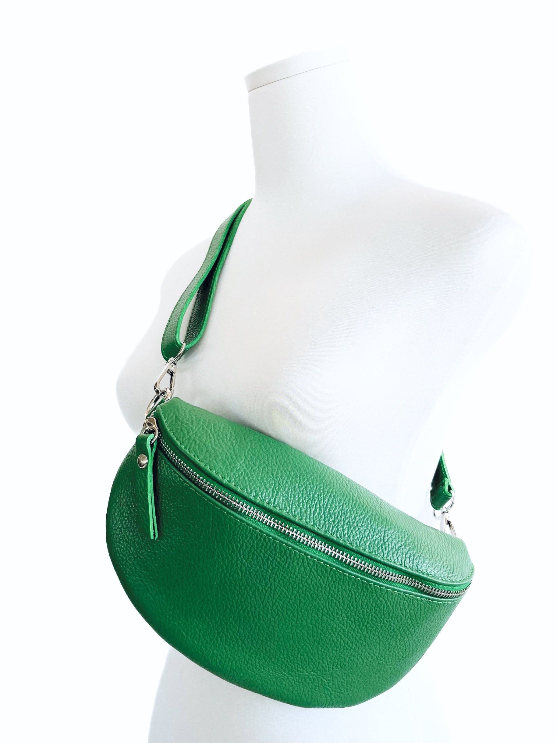 Italian Genuine Leather Bum Bag - Hunter Green-240 Bags-Germany-Coastal Bloom Boutique, find the trendiest versions of the popular styles and looks Located in Indialantic, FL