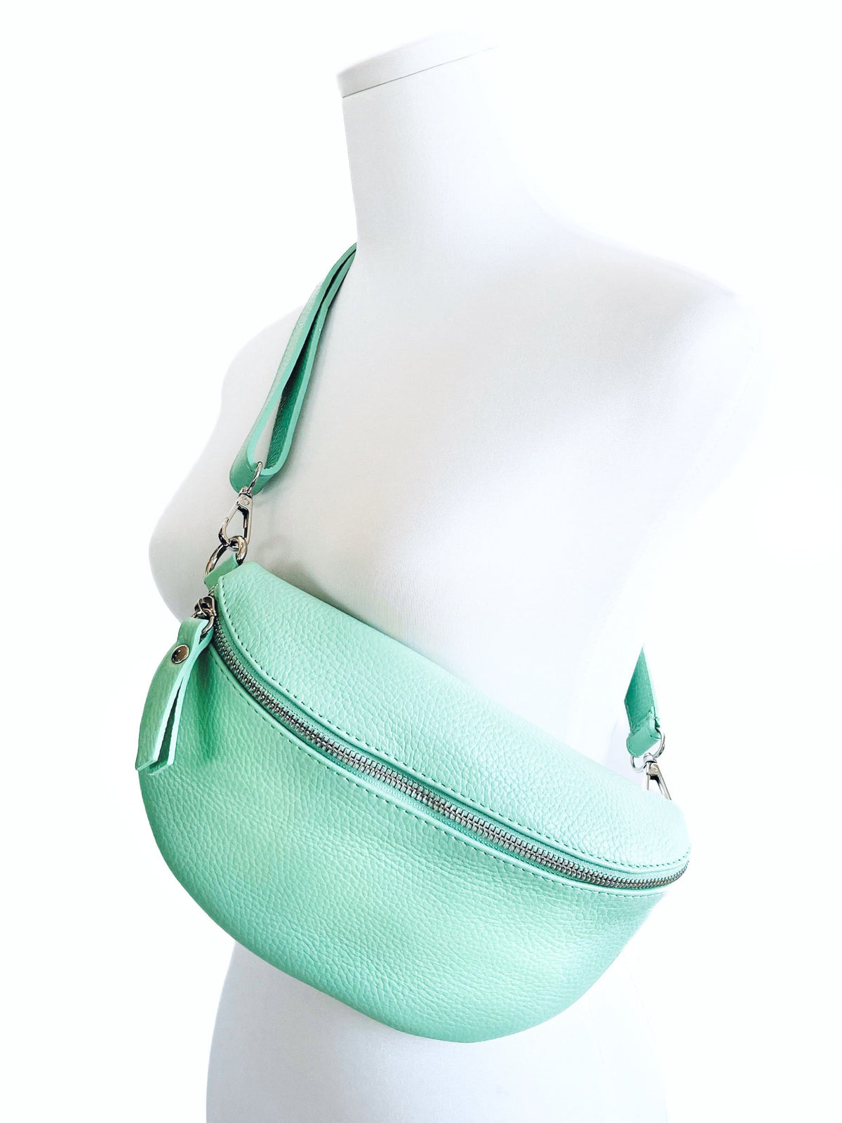Italian Genuine Leather Bum Bag - Mint-240 Bags-Italianissimo-Coastal Bloom Boutique, find the trendiest versions of the popular styles and looks Located in Indialantic, FL