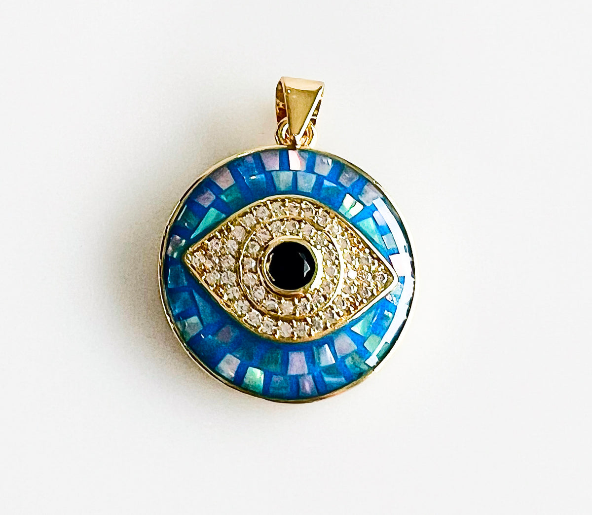 18K Evil Eye Enamel Pendant Charm - Blue-230 Jewelry-Chasing Bandits-Coastal Bloom Boutique, find the trendiest versions of the popular styles and looks Located in Indialantic, FL