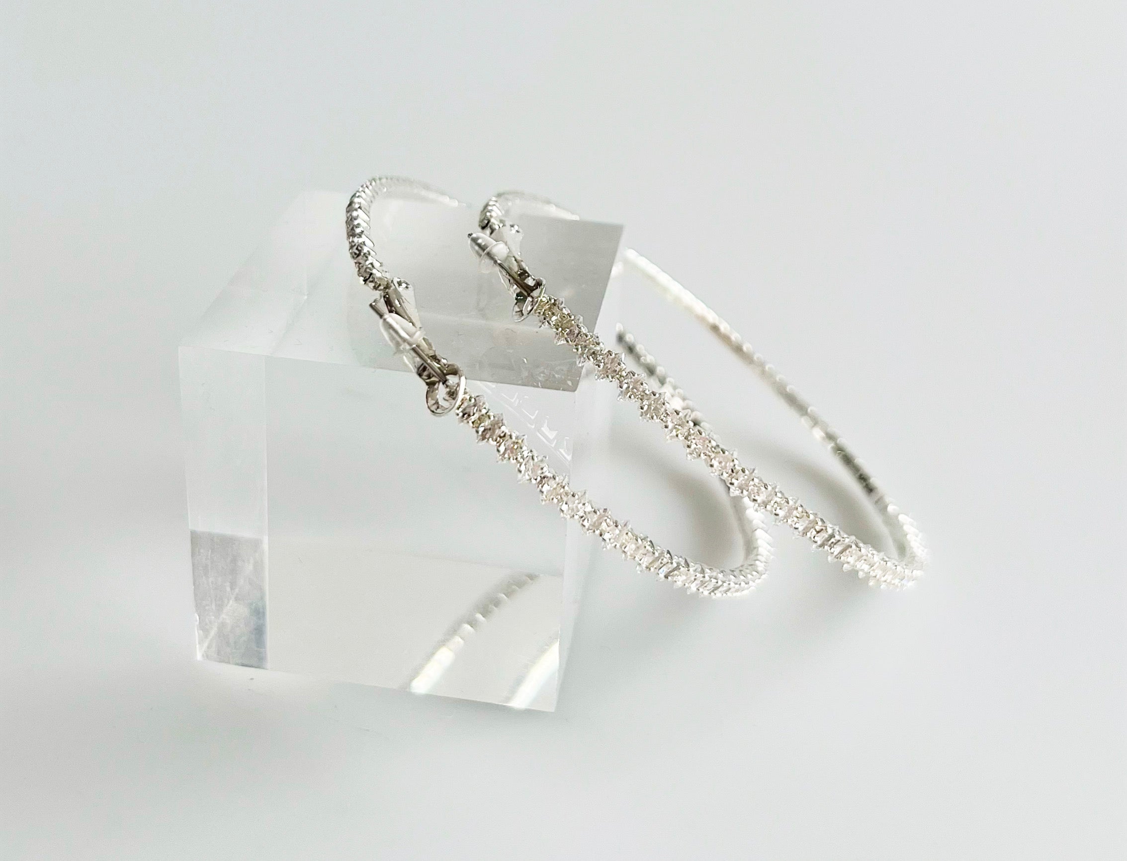 CZ Paved Big Hoop Evening Earrings-230 Jewelry-NYW-Coastal Bloom Boutique, find the trendiest versions of the popular styles and looks Located in Indialantic, FL