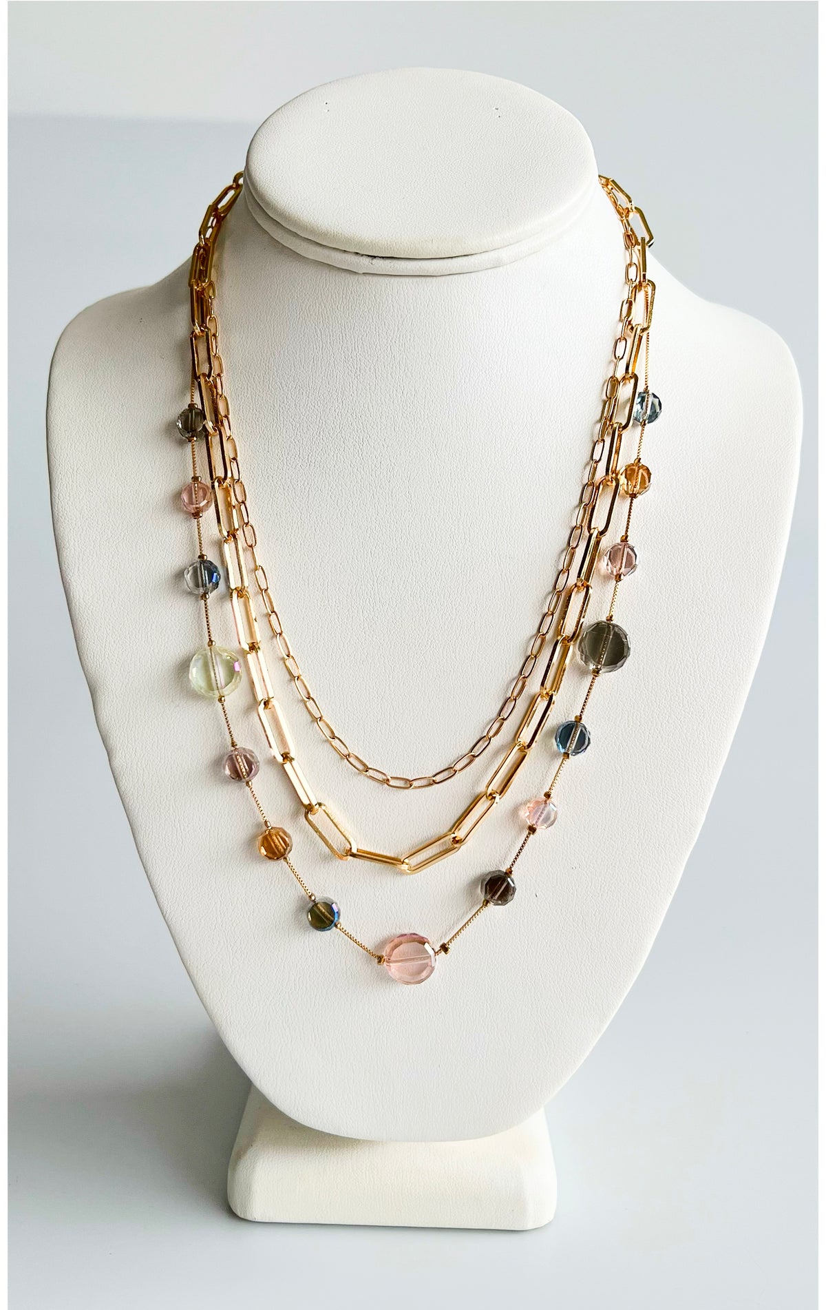 Disc Chain Layered Necklace-230 Jewelry-Wona Trading-Coastal Bloom Boutique, find the trendiest versions of the popular styles and looks Located in Indialantic, FL