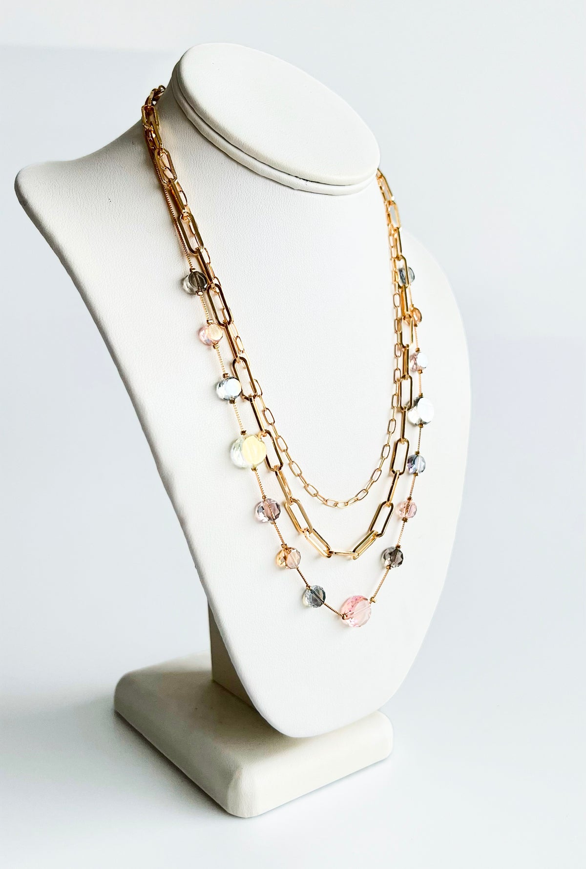 Disc Chain Layered Necklace-230 Jewelry-NYW-Coastal Bloom Boutique, find the trendiest versions of the popular styles and looks Located in Indialantic, FL