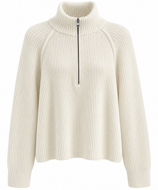 Half-Zip Ribbed Mock Neck Sweater