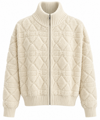 Textured Diamond Zip Front Jacket