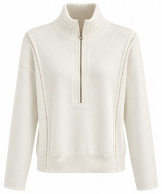 Half Zip Collared Sweater - Ivory