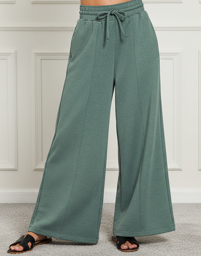 Weekend Ease Wide-Leg Pants - Ash Jade