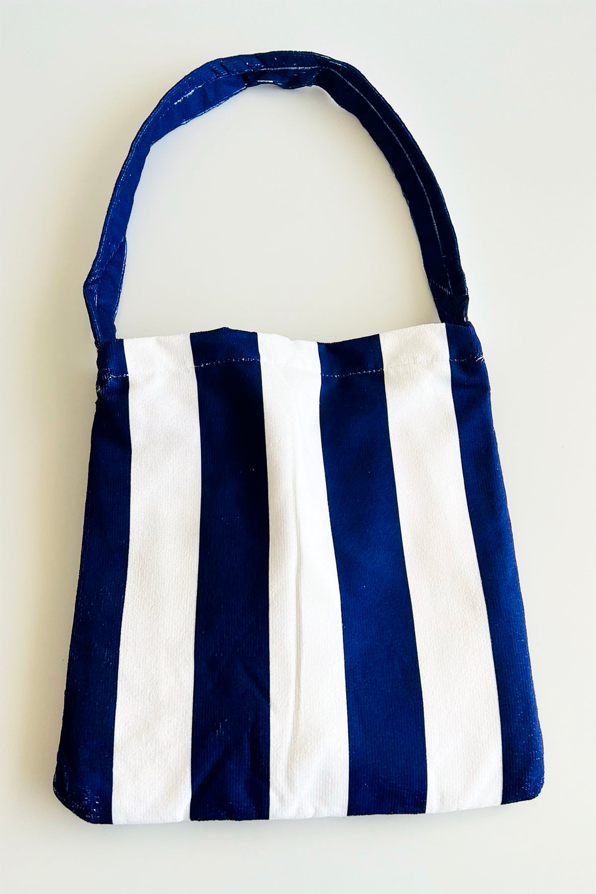 Stripe Printed Beach Towel Bag - Navy-240 Bags-AppleJuice Accessories by Glamoure-Coastal Bloom Boutique, find the trendiest versions of the popular styles and looks Located in Indialantic, FL