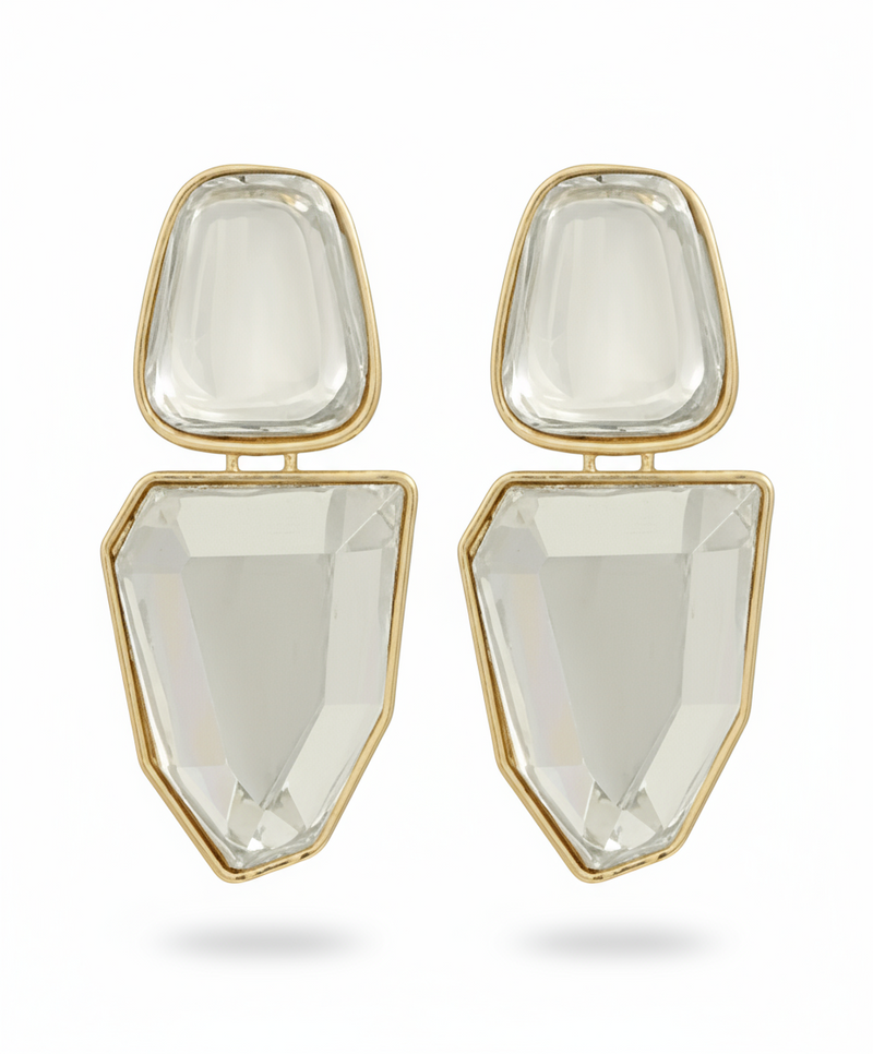 Modern Muse Drop Earrings - Clear-230 Jewelry-GS JEWELRY-Coastal Bloom Boutique, find the trendiest versions of the popular styles and looks Located in Indialantic, FL