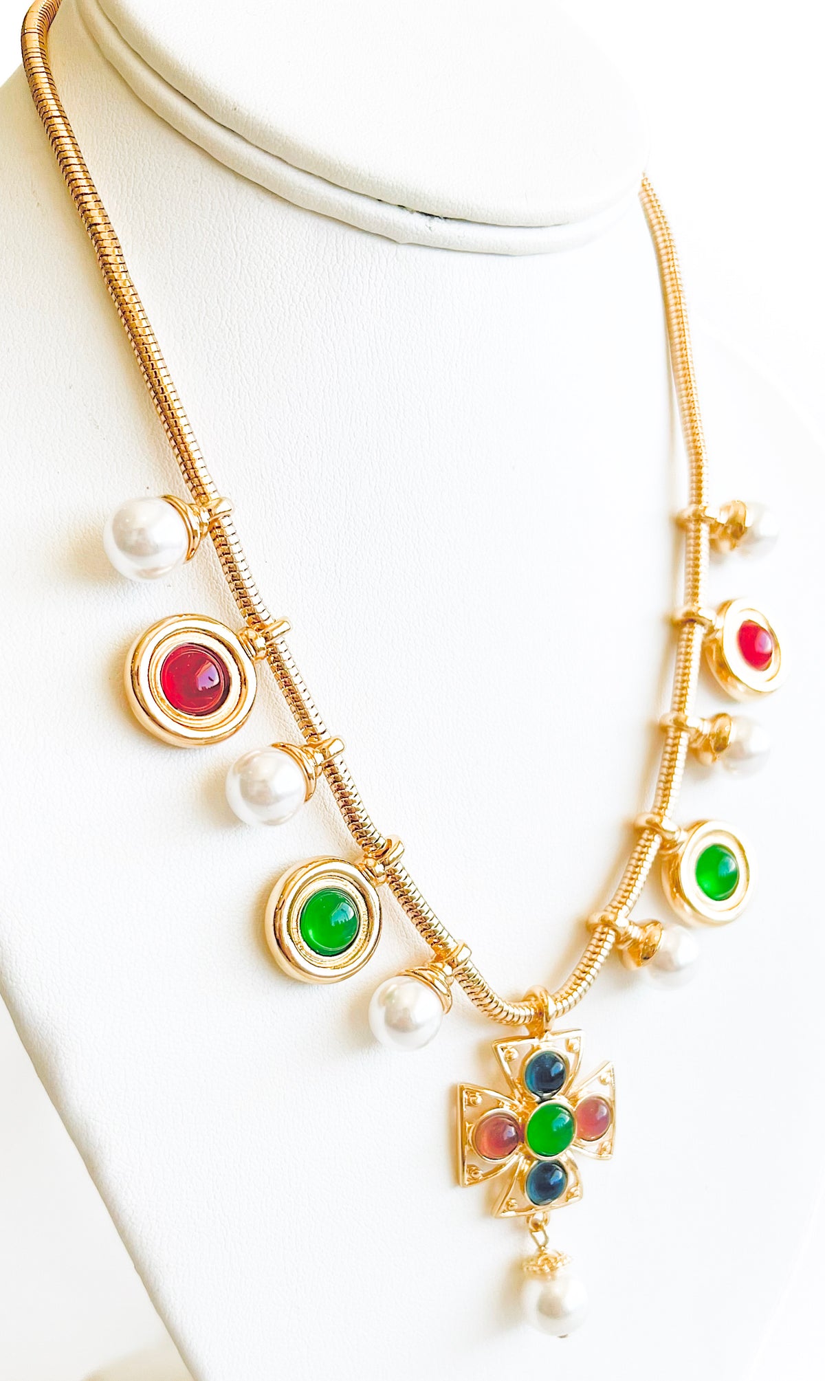 Multi Charm Cross Necklace-230 Jewelry-GS JEWELRY-Coastal Bloom Boutique, find the trendiest versions of the popular styles and looks Located in Indialantic, FL