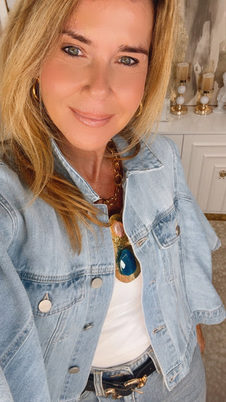 Washed Cropped Denim Jacket
