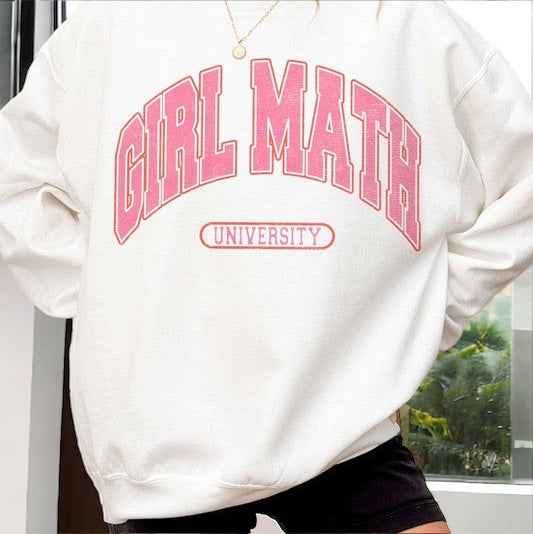 Girl Math University Oversized Sweatshirt-120 Graphic-WKNDER-Coastal Bloom Boutique, find the trendiest versions of the popular styles and looks Located in Indialantic, FL