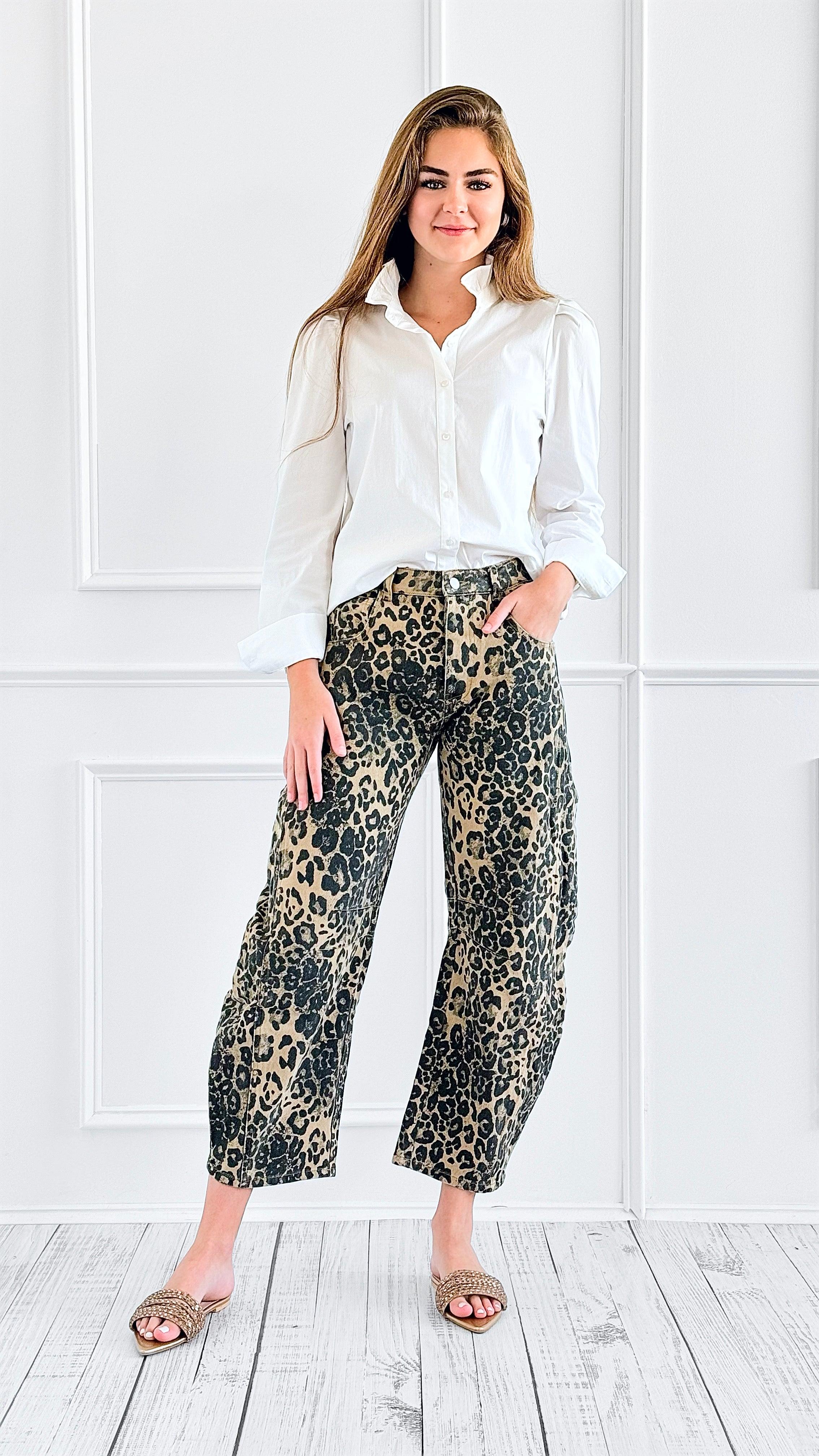 Leopard Print Relaxed Denim Pant-100 Pants-SO ME-Coastal Bloom Boutique, find the trendiest versions of the popular styles and looks Located in Indialantic, FL