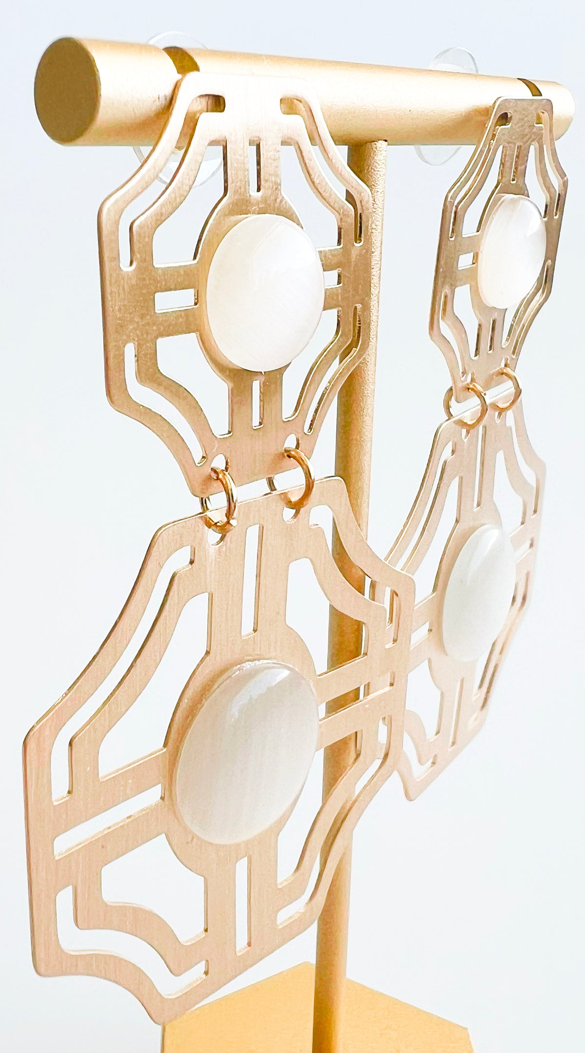 Cutout Maze Gem Earrings - Ivory-230 Jewelry-GS JEWELRY-Coastal Bloom Boutique, find the trendiest versions of the popular styles and looks Located in Indialantic, FL