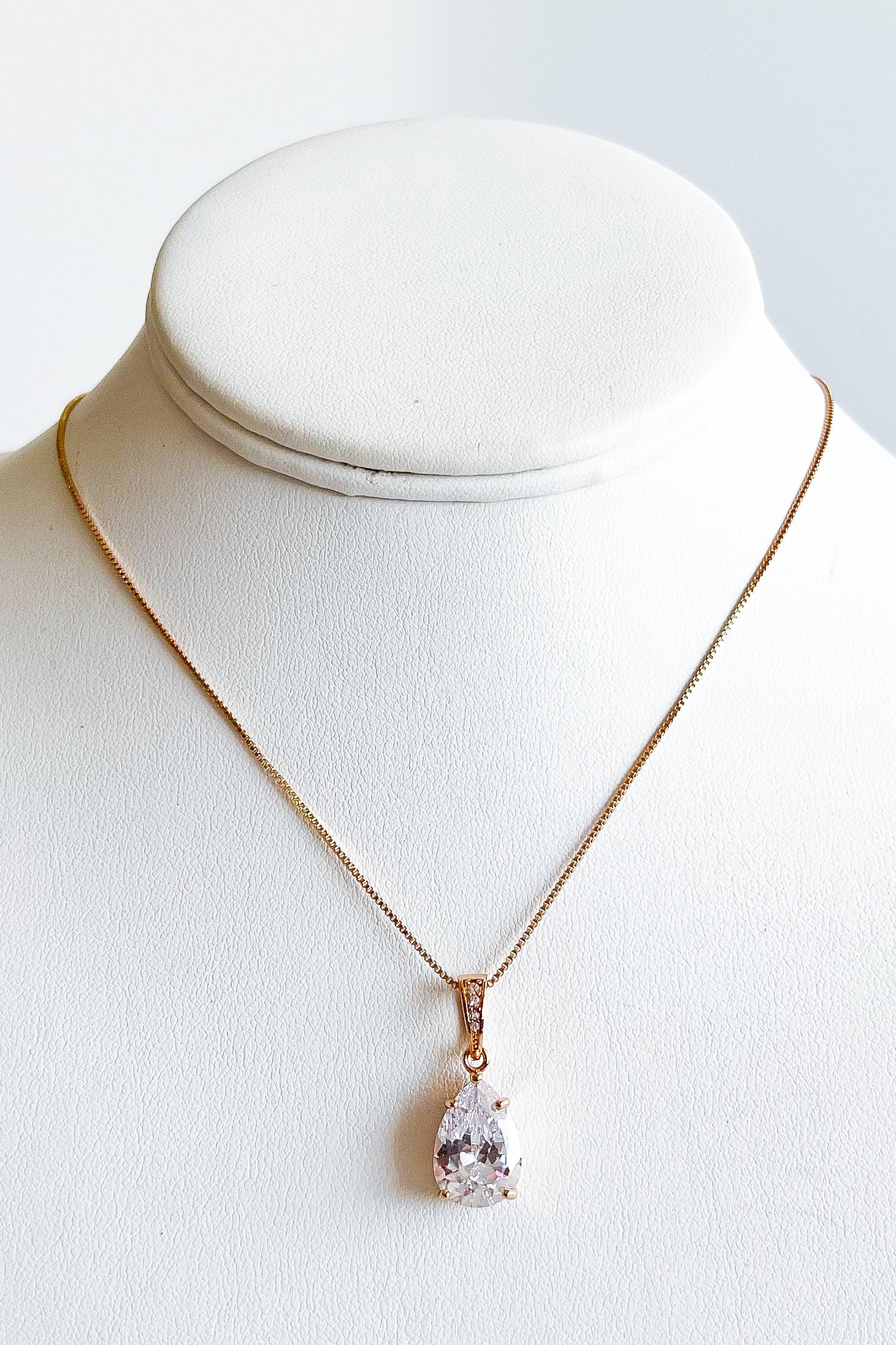 CZ Teardrop Pendant Necklace-230 Jewelry-Wona Trading-Coastal Bloom Boutique, find the trendiest versions of the popular styles and looks Located in Indialantic, FL