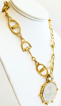 Chunky Horsebit Pendant Necklace-230 Jewelry-YOCHI-Coastal Bloom Boutique, find the trendiest versions of the popular styles and looks Located in Indialantic, FL