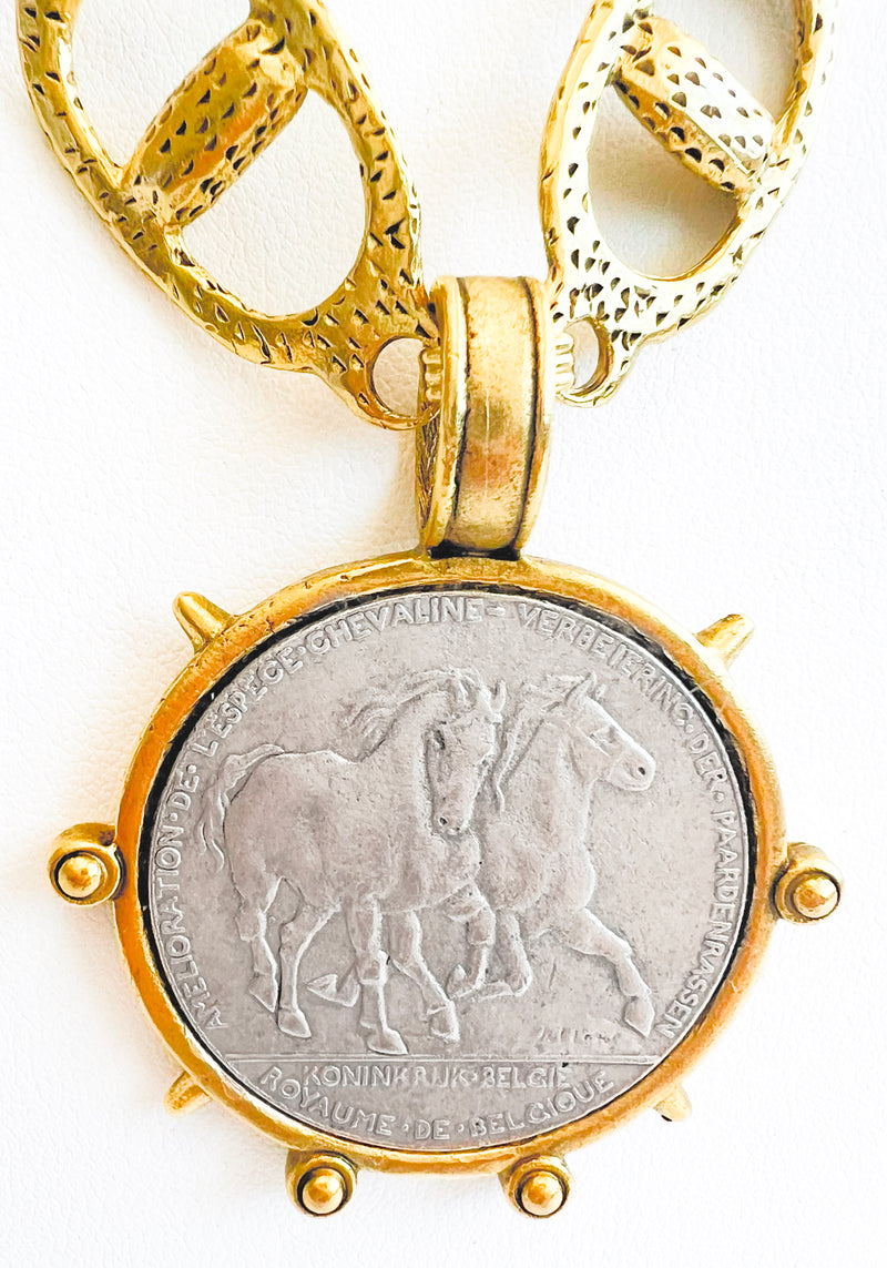 Chunky Horsebit Pendant Necklace-230 Jewelry-YOCHI-Coastal Bloom Boutique, find the trendiest versions of the popular styles and looks Located in Indialantic, FL