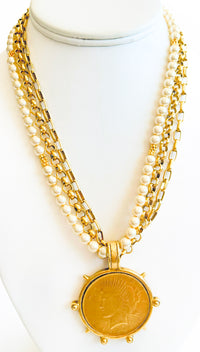 Chunky Coin Layered Necklace-230 Jewelry-YOCHI-Coastal Bloom Boutique, find the trendiest versions of the popular styles and looks Located in Indialantic, FL