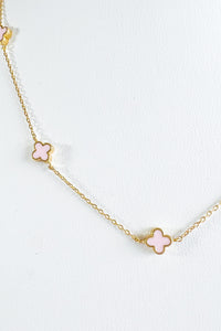 Gold Dipped Mini Clover Necklace - Pink-230 Jewelry-Wona Trading-Coastal Bloom Boutique, find the trendiest versions of the popular styles and looks Located in Indialantic, FL