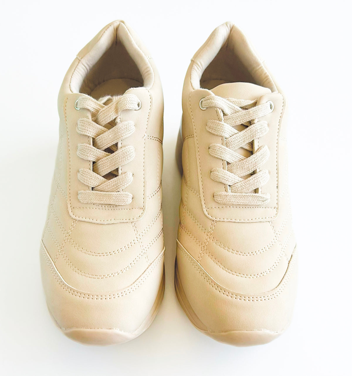 Classic Wedge Sneakers - Beige-250 Shoes-Shoe La La-Coastal Bloom Boutique, find the trendiest versions of the popular styles and looks Located in Indialantic, FL