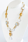 Pearl Square Link Necklace - Opal-230 Jewelry-Wona-Coastal Bloom Boutique, find the trendiest versions of the popular styles and looks Located in Indialantic, FL