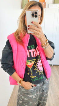 Playful Plush Reversible Zip Vest - Fuchsia