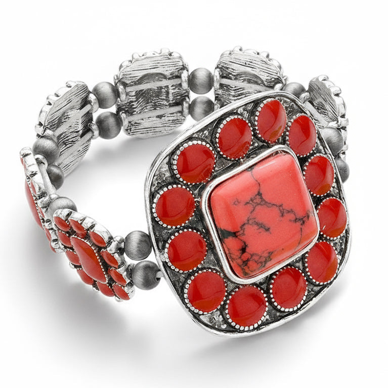 Western Stretch Cuff -Red-230 Jewelry-NYW-Coastal Bloom Boutique, find the trendiest versions of the popular styles and looks Located in Indialantic, FL