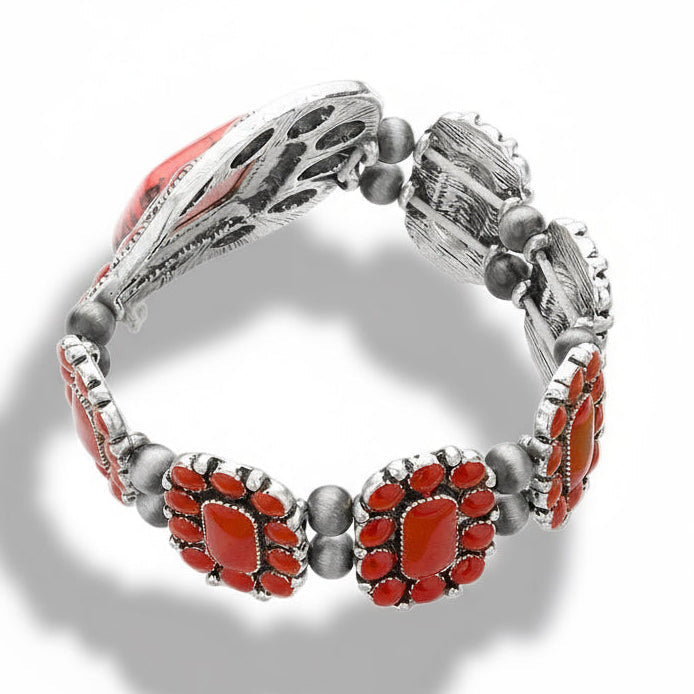 Western Stretch Cuff -Red-230 Jewelry-NYW-Coastal Bloom Boutique, find the trendiest versions of the popular styles and looks Located in Indialantic, FL