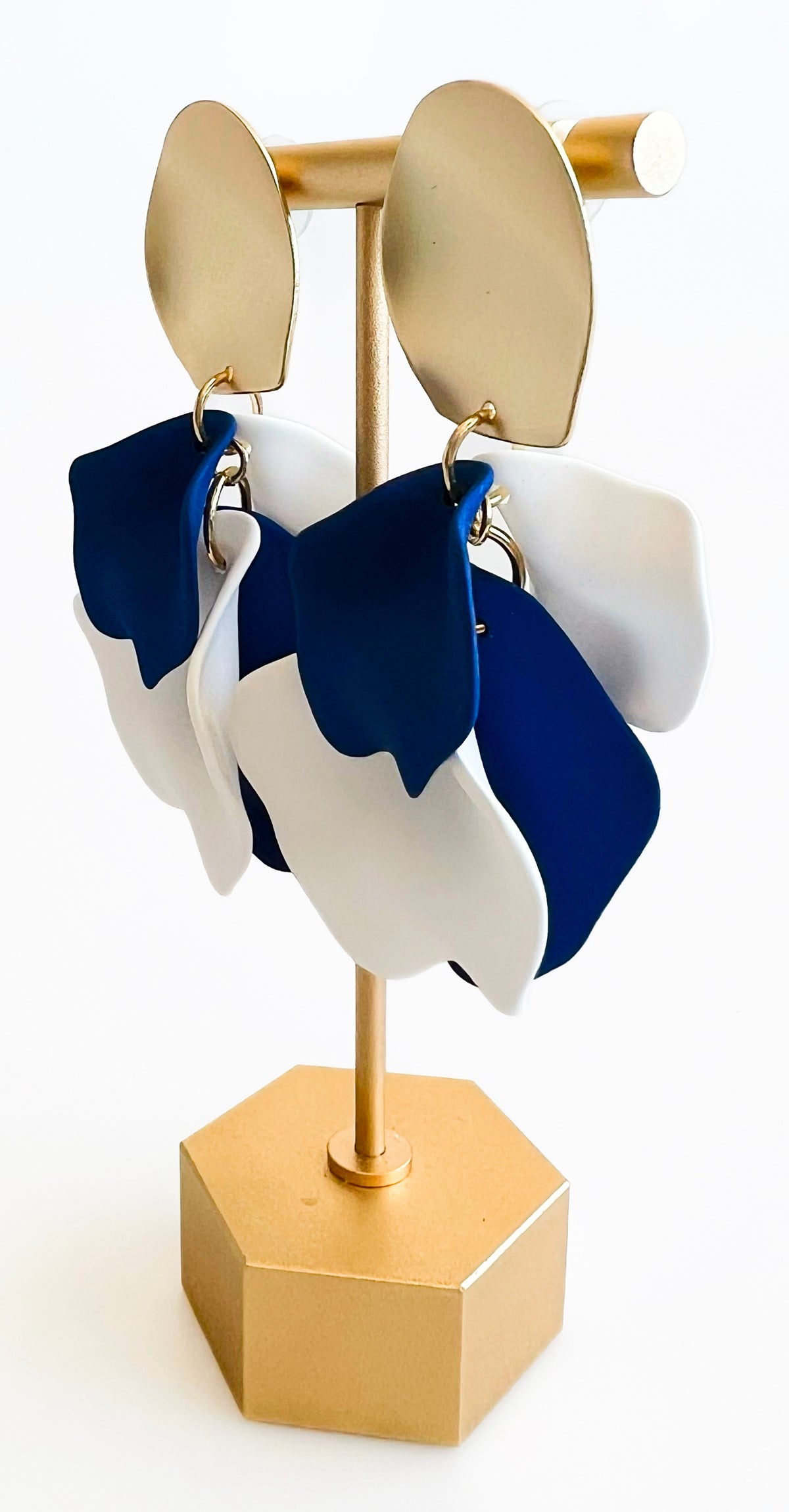 Dangle Petal Earrings - Blue & White-230 Jewelry-Wona-Coastal Bloom Boutique, find the trendiest versions of the popular styles and looks Located in Indialantic, FL