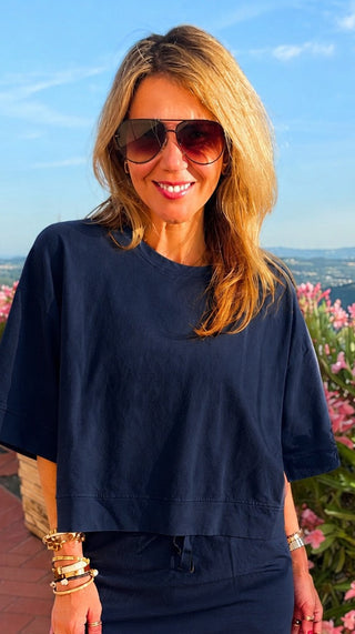 Weekend French Terry Italian Top - Navy