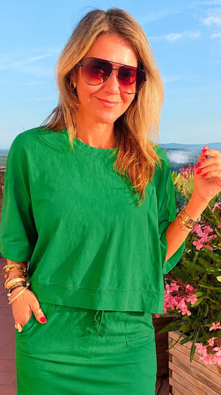 Weekend French Terry Italian Top - Kelly Green