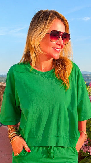 Weekend French Terry Italian Top - Kelly Green