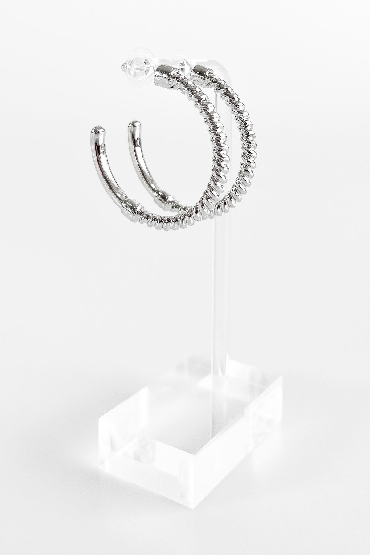 Twisted Rope & Smoothe Hoop Earrings - Medium-230 Jewelry-GS JEWELRY-Coastal Bloom Boutique, find the trendiest versions of the popular styles and looks Located in Indialantic, FL