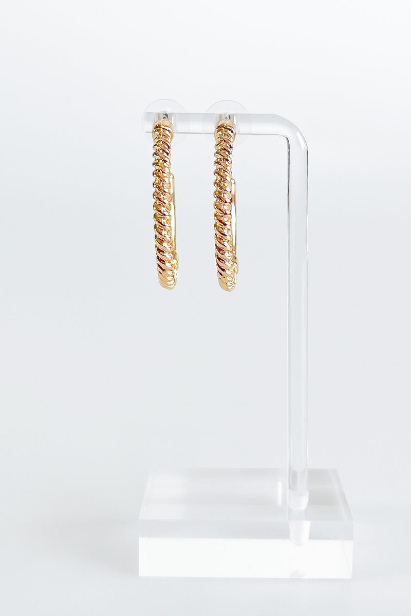 Twisted Rope & Smoothe Hoop Earrings - Medium-230 Jewelry-Golden Stella-Coastal Bloom Boutique, find the trendiest versions of the popular styles and looks Located in Indialantic, FL