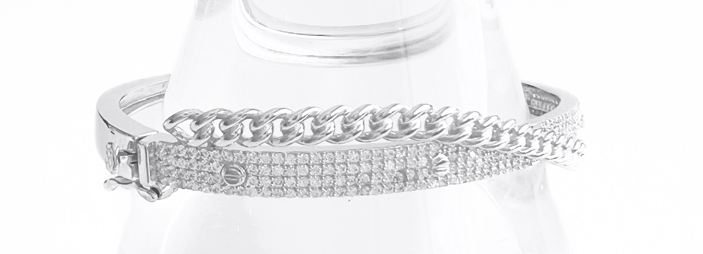 Sterling Silver Micropave & Chain Link Bracelet-230 Jewelry-SARA JEWELRY-Coastal Bloom Boutique, find the trendiest versions of the popular styles and looks Located in Indialantic, FL