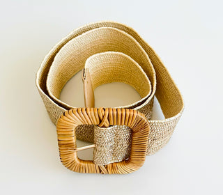 Rectangle Straw Buckle Belt - Gold-260 Other Accessories-ICCO ACCESSORIES-Coastal Bloom Boutique, find the trendiest versions of the popular styles and looks Located in Indialantic, FL
