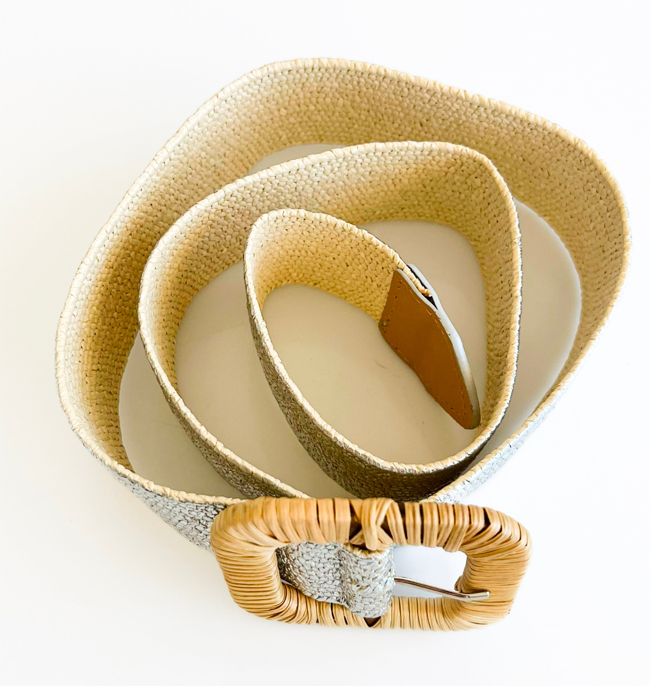 Rectangle Straw Buckle Belt - Silver-260 Other Accessories-ICCO ACCESSORIES-Coastal Bloom Boutique, find the trendiest versions of the popular styles and looks Located in Indialantic, FL