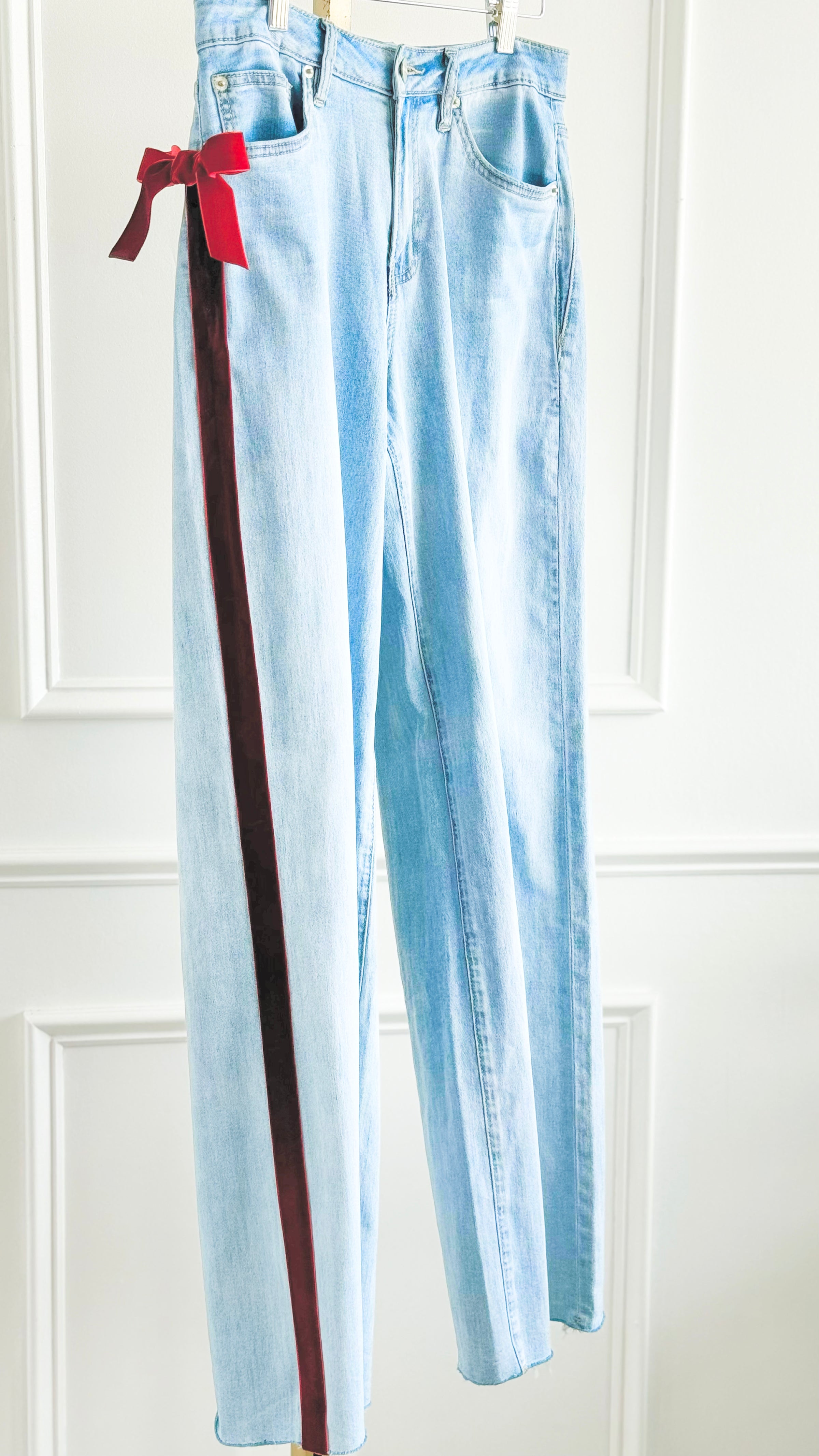 CB Custom - The Bow Statement Jean-100 Pants-Mica Denim / Holly-Coastal Bloom Boutique, find the trendiest versions of the popular styles and looks Located in Indialantic, FL