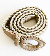 Braided Vegan Leather Belt - Khaki-260 Other Accessories-GS JEWELRY-Coastal Bloom Boutique, find the trendiest versions of the popular styles and looks Located in Indialantic, FL