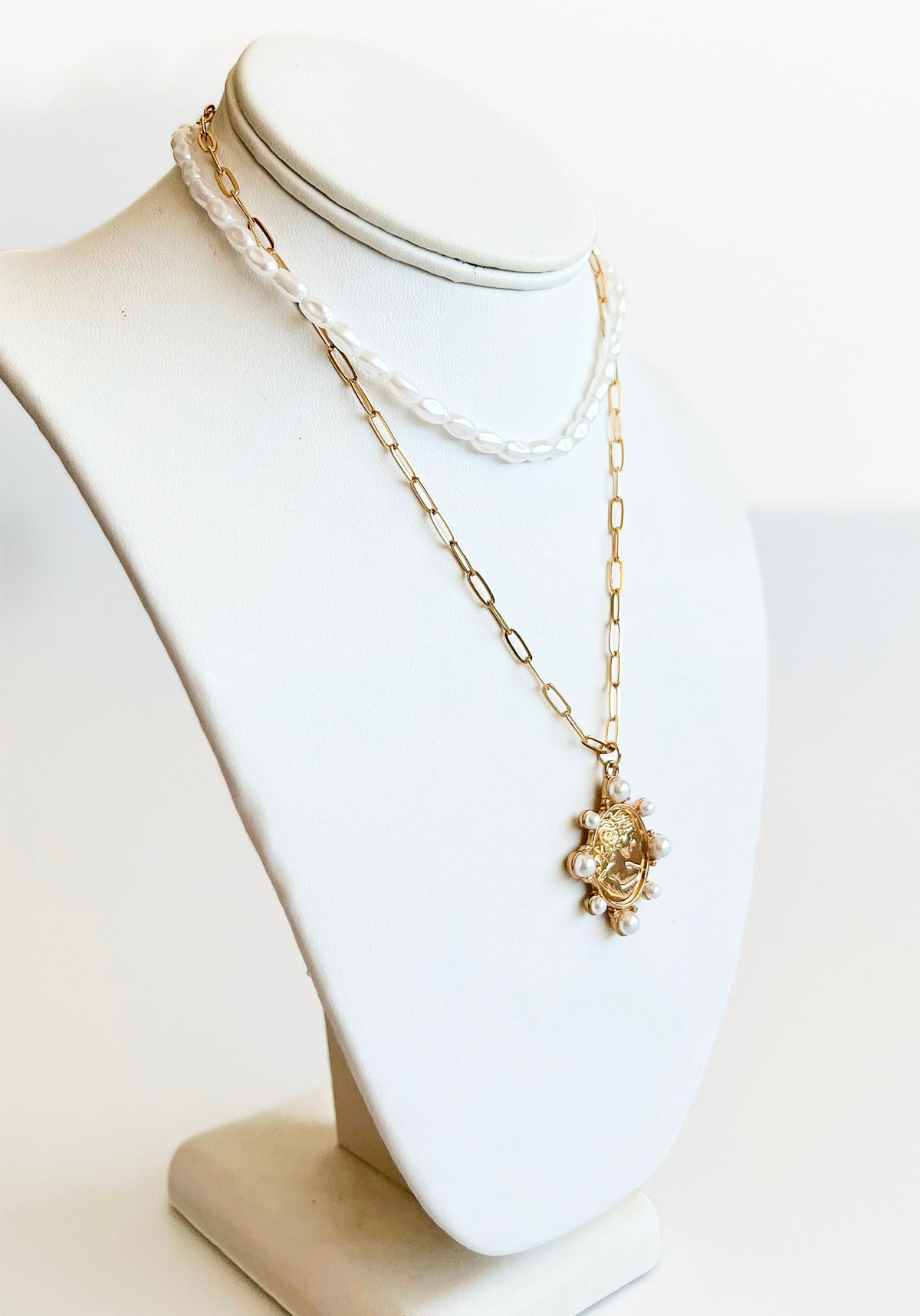 Multi-Layered Oval Coin Pendant Necklace-230 Jewelry-GS JEWELRY-Coastal Bloom Boutique, find the trendiest versions of the popular styles and looks Located in Indialantic, FL
