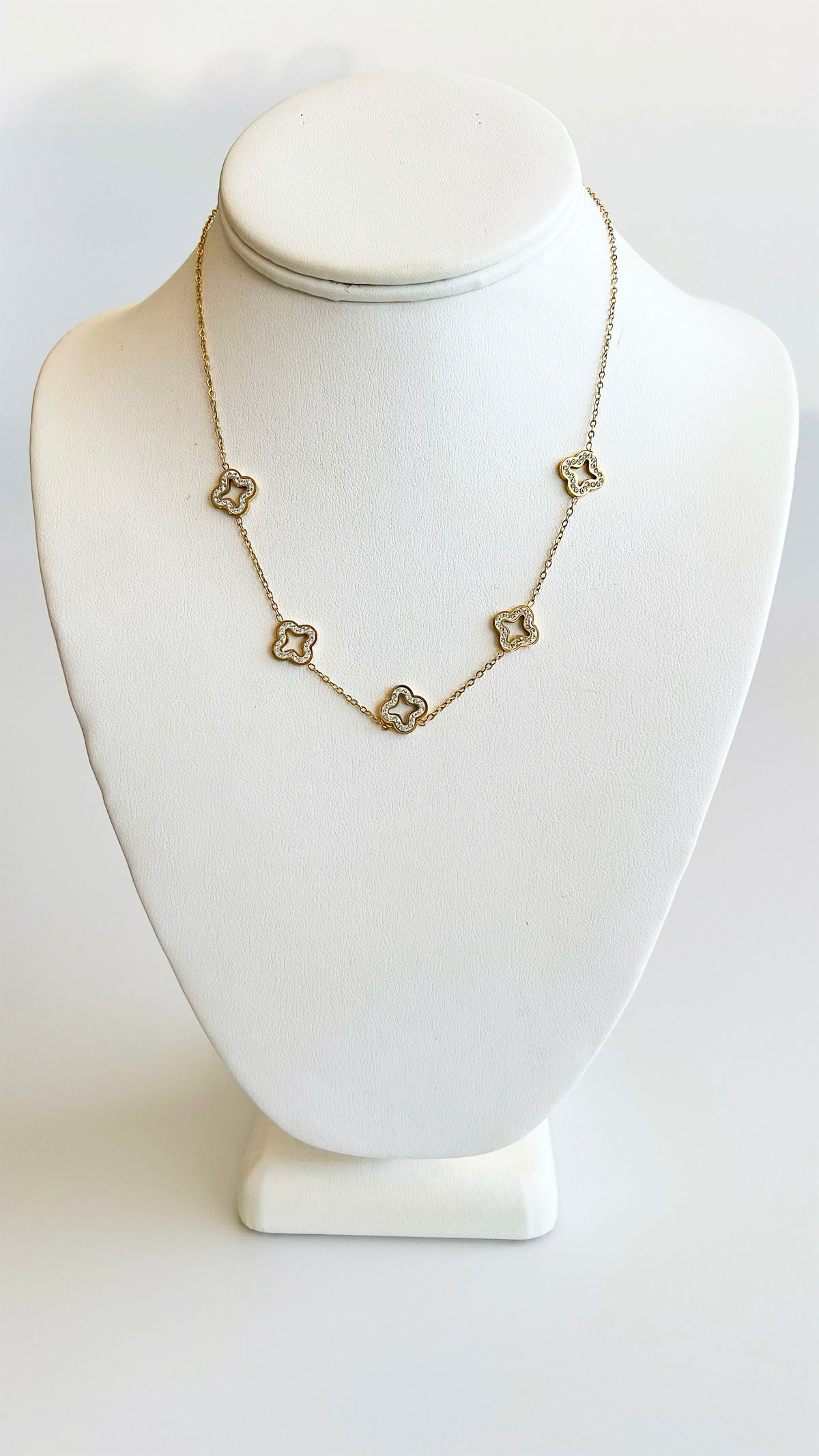 Open Clover Station Necklace-230 Jewelry-GS JEWELRY-Coastal Bloom Boutique, find the trendiest versions of the popular styles and looks Located in Indialantic, FL