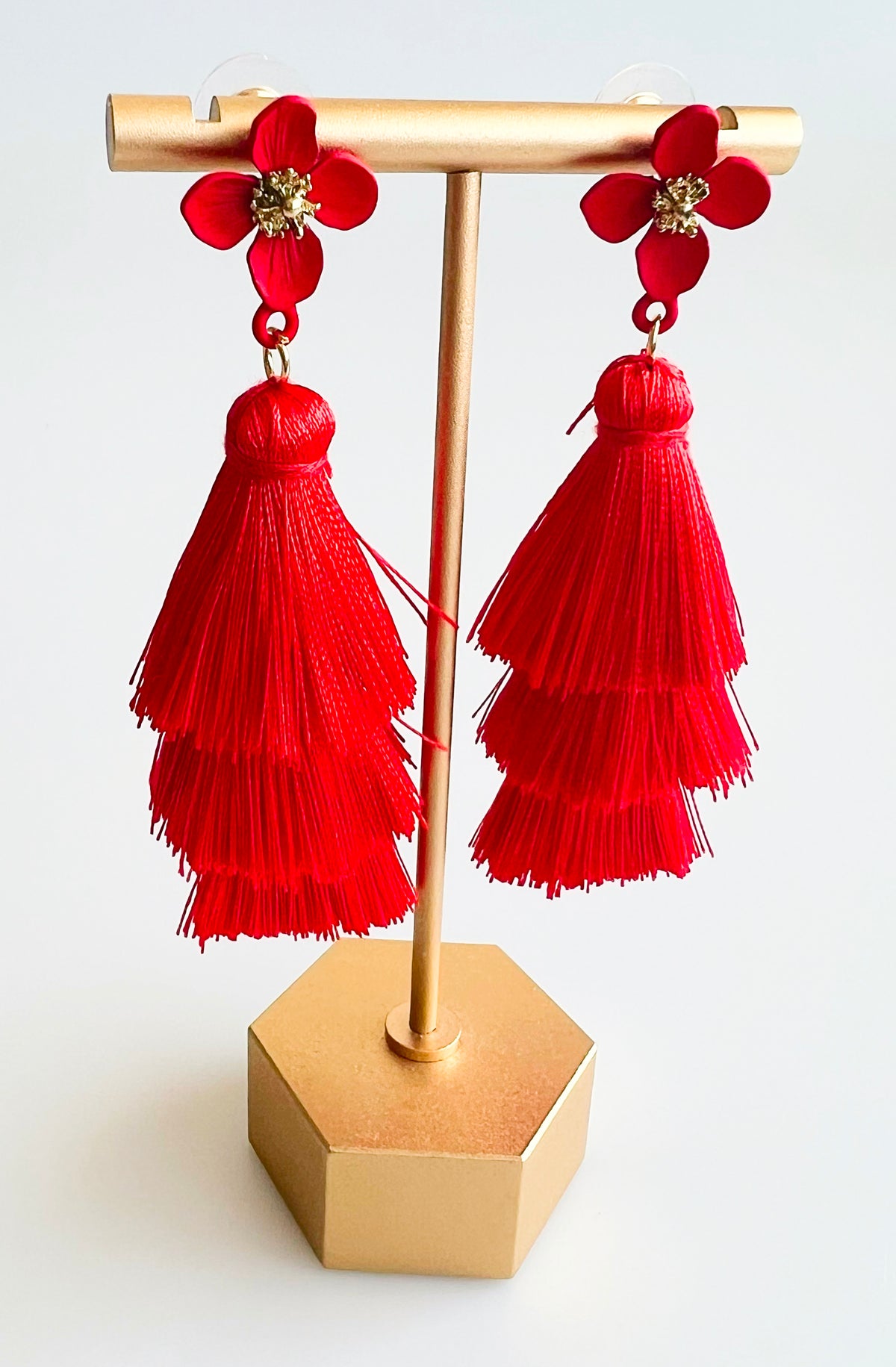 Shiny Flower Tassel Earring-230 Jewelry-ICCO ACCESSORIES-Coastal Bloom Boutique, find the trendiest versions of the popular styles and looks Located in Indialantic, FL