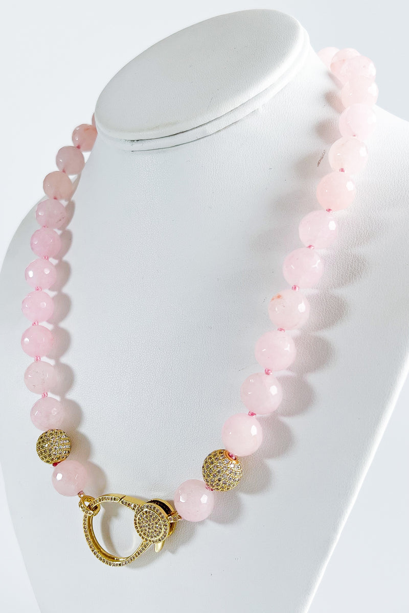 Micropave Clasp Madagascar Agate Stone Magnetic Necklace - Pink-230 Jewelry-AF Designs-Coastal Bloom Boutique, find the trendiest versions of the popular styles and looks Located in Indialantic, FL